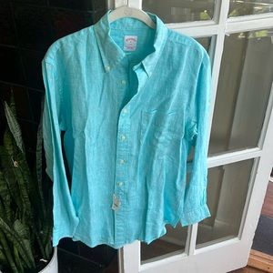 Brooks Brothers 100% Linen blue button down Size M